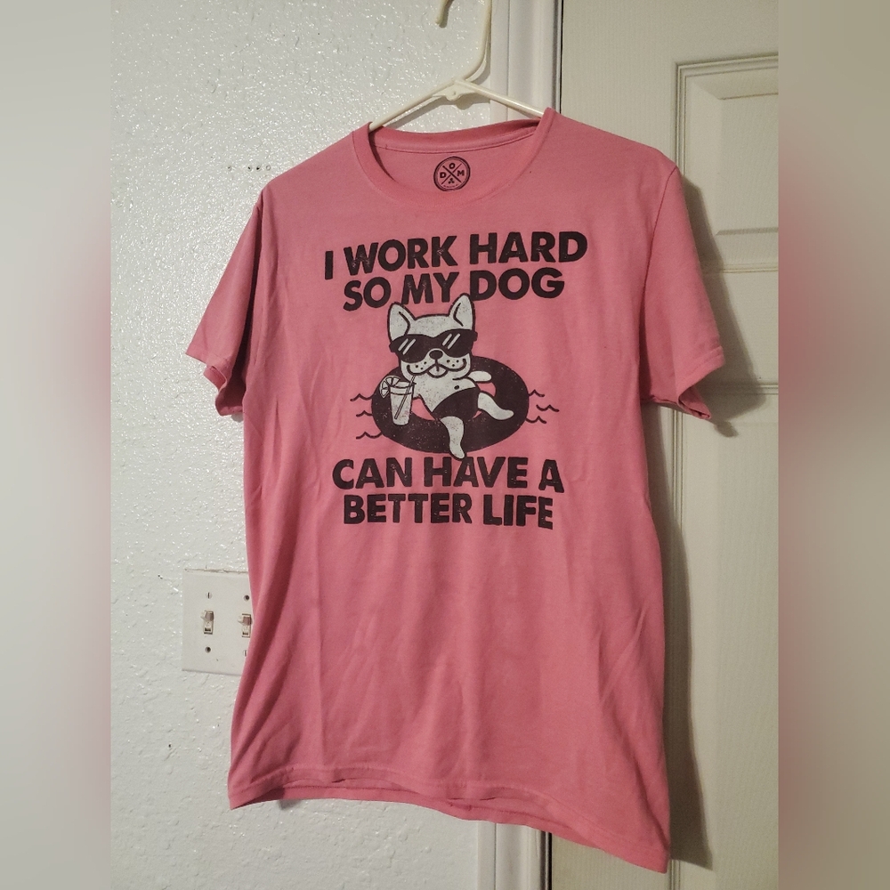 Pink Graphic T-Shirt with Dog Print